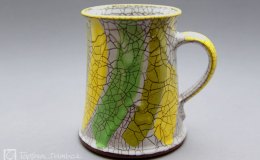 Töpferei Dambeck - Craqueleé Becher gelb/grün