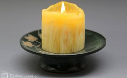 Töpferei Dambeck - Steinzeug grün-geritzt Kerzenstaender