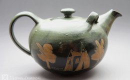 Töpferei Dambeck - Steinzeug grün-geritzt Teekanne