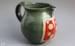 Töpferei Dambeck - Steinzeug grün-rot Krug